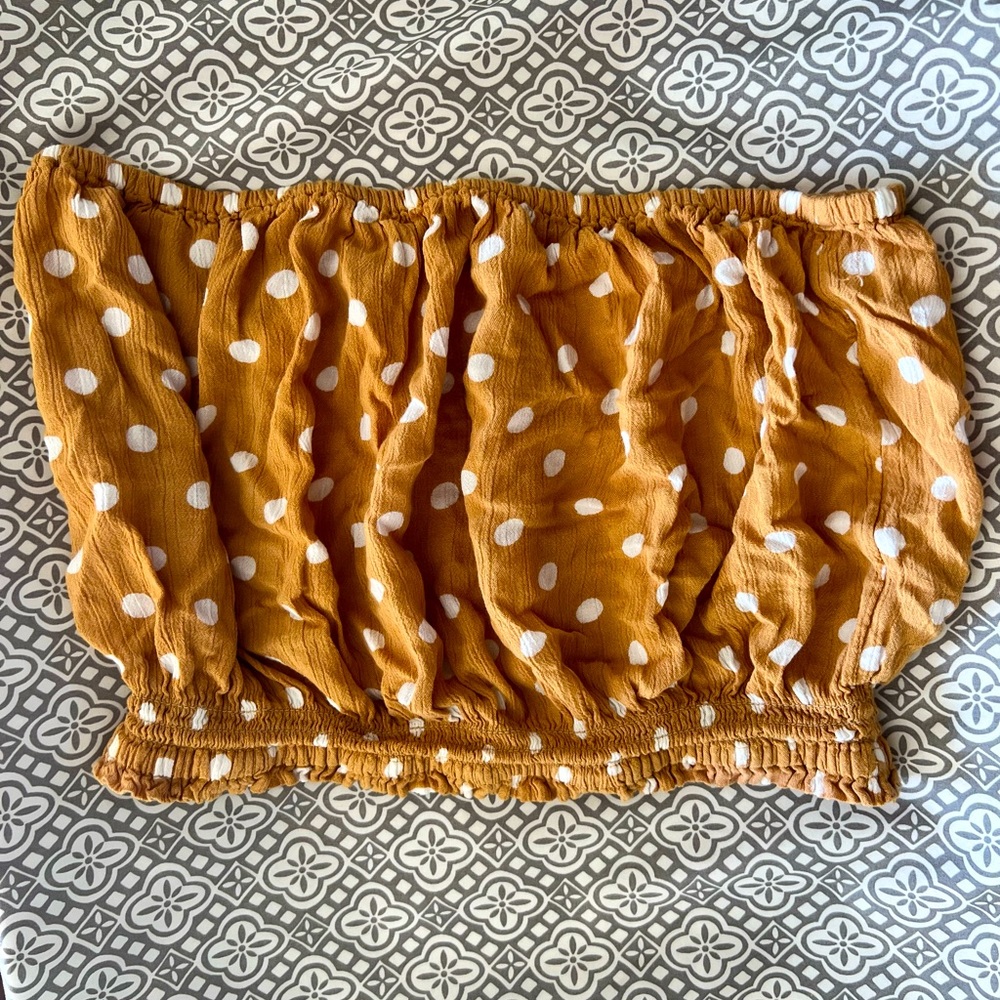 Yellow polka dot billabong tube top